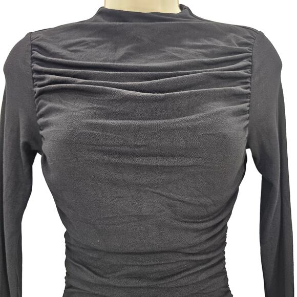 Naked Wardrobe Womans size S Back to The Ruched Mini Dress Black High Neck NWOT - Picture 2 of 8
